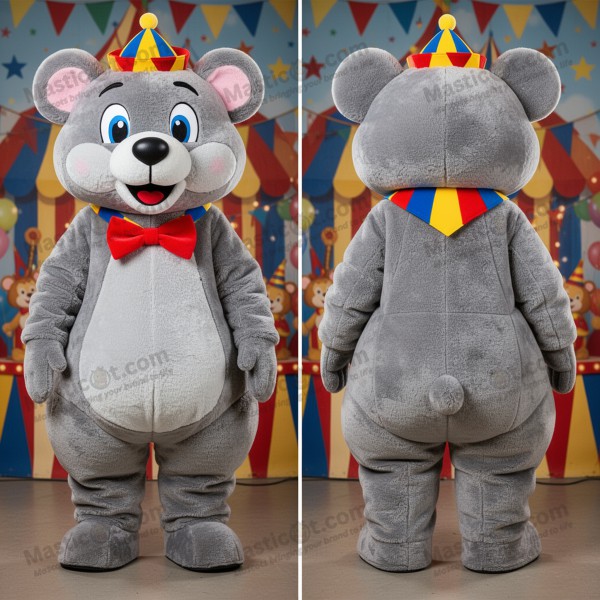 Fløyelsgrå tegneseriebjørn-maskot - Masticot.com