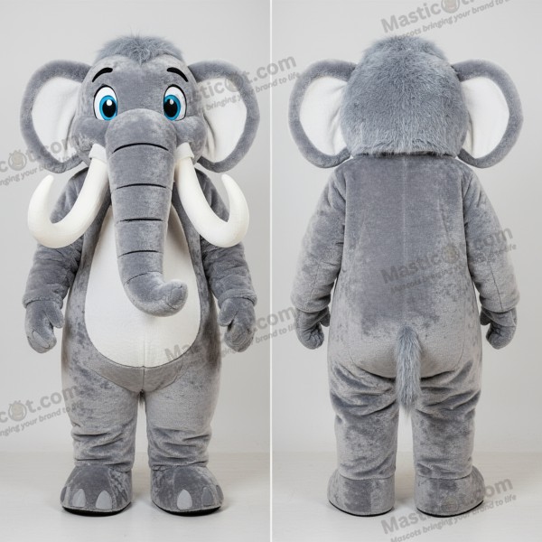 Stříbrný majestátní mamutí maskot - Mamut - MASTICOT_16722 - Masticot.com