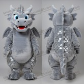 Silver Metallic Cartoon Dragon Mascot - Masticot.com