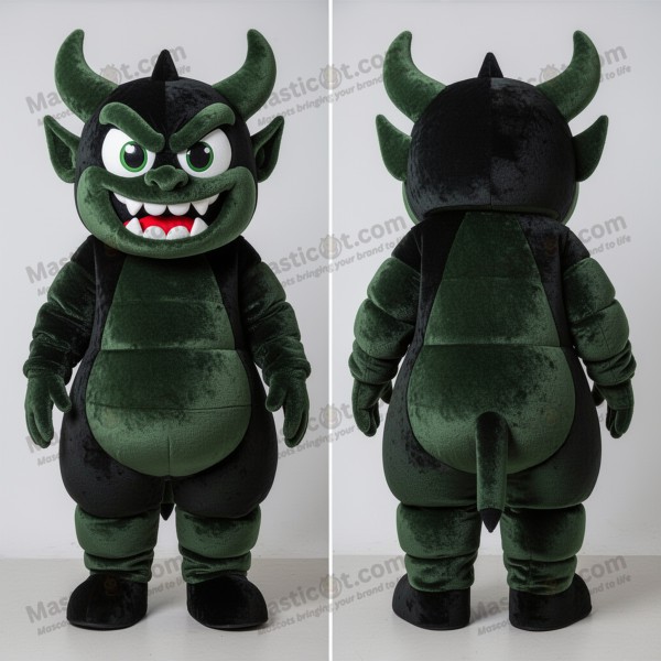 Green Velvety Cartoon Devil Mascot - Masticot.com
