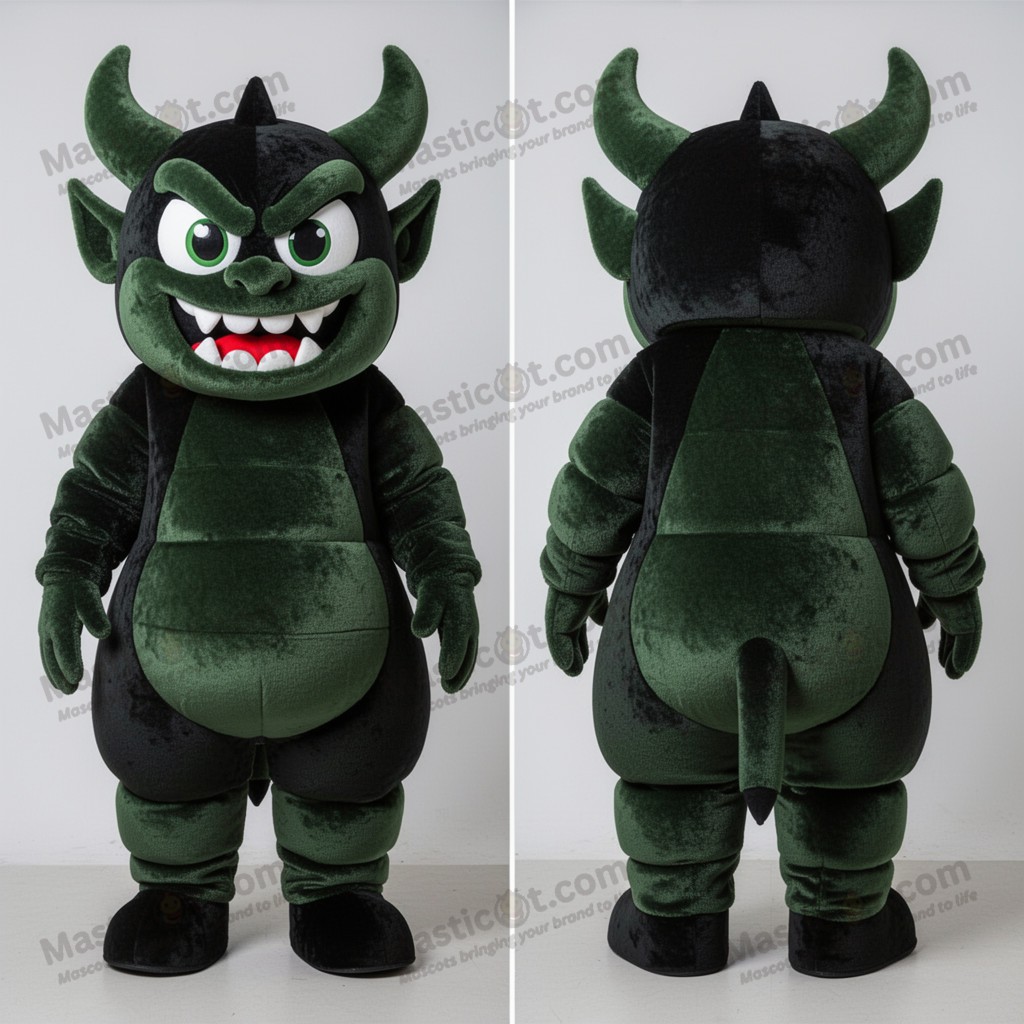 Green Velvety Cartoon Devil Mascot - Masticot.com
