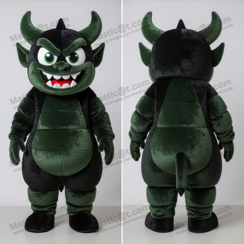 Green Velvety Cartoon Devil Mascot - Masticot.com