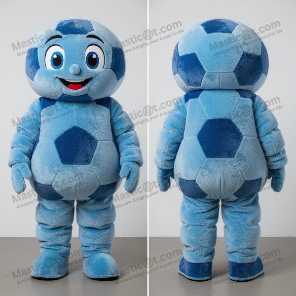 Mascotă Rotundă Albastru Cer Mascotă Fotbal - Masticot.com