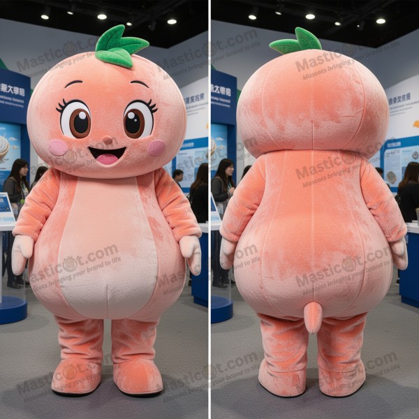 Mascota de ostra sonriente color melocotón aterciopelado -