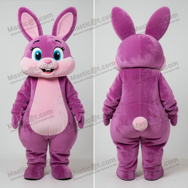 Magenta plush rabbit mascot - Masticot.com