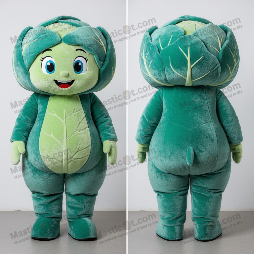Tyrkysový sametový kostým maskota zelí - Masticot.com