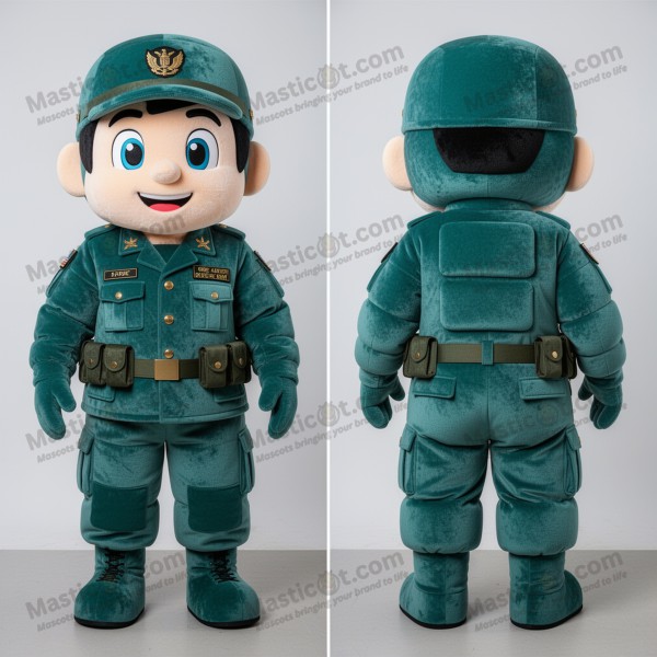 Teal Padded Army Soldier Mascot - Masticot.com
