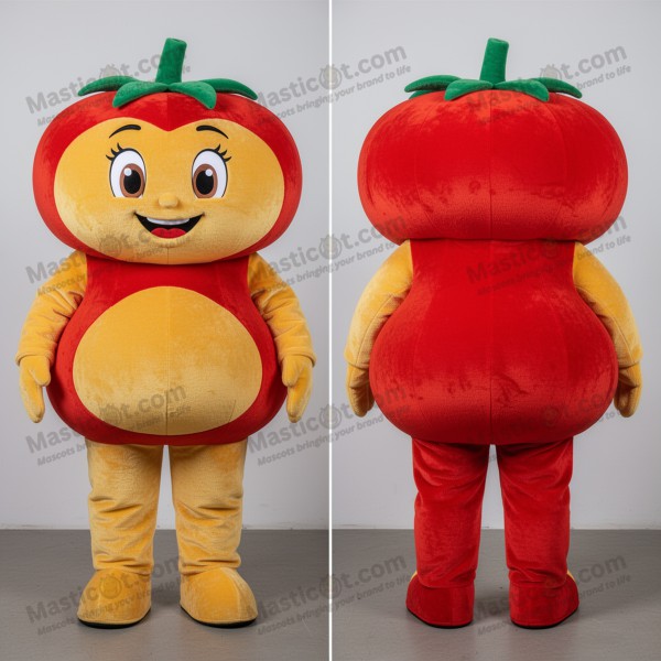 Rød og glad Tomat-Maskot i tegneseriestil - Masticot.com