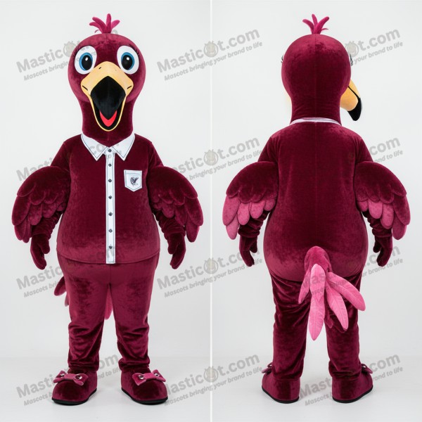 Maroon plush flamingo mascot - Masticot.com