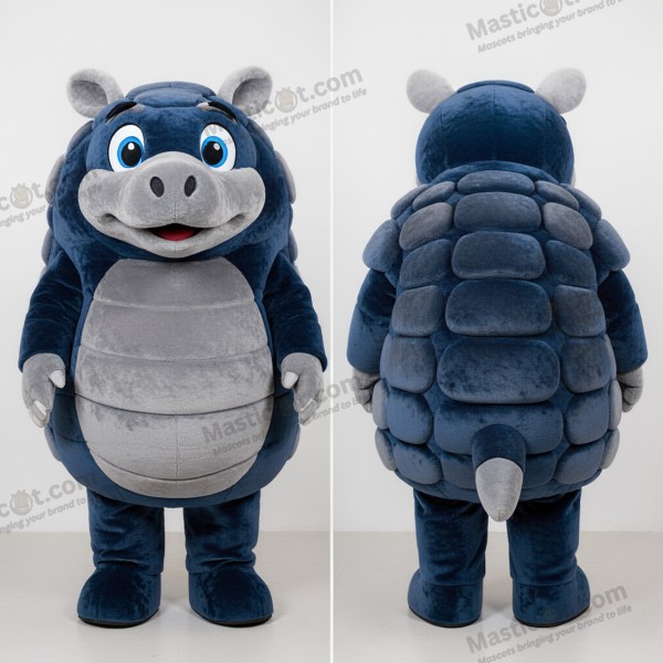 Mascotte glyptodon bleu marine arrondie - Glyptodon - MASTICOT_17215 - Masticot.com