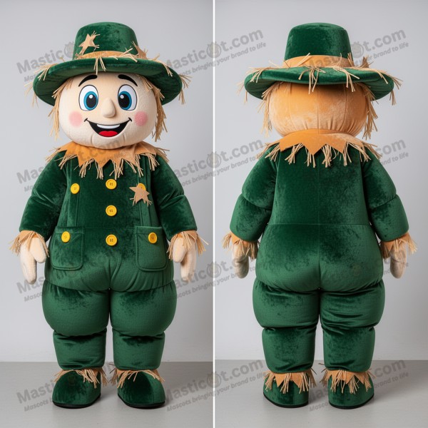 Forest Green Playful Scarecrow Mascot - Masticot.com