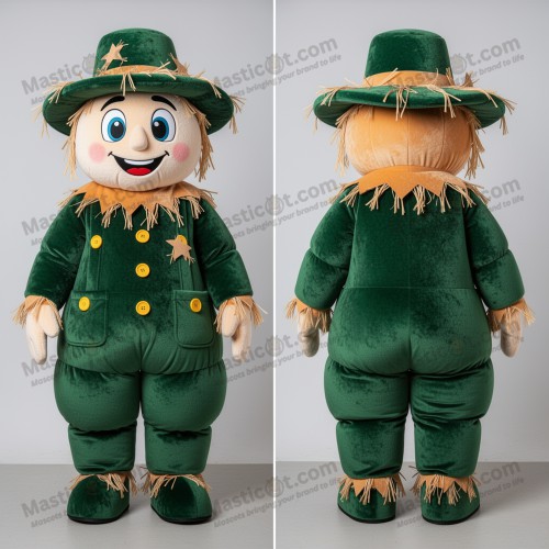 Forest Green Playful Scarecrow Mascot - Masticot.com