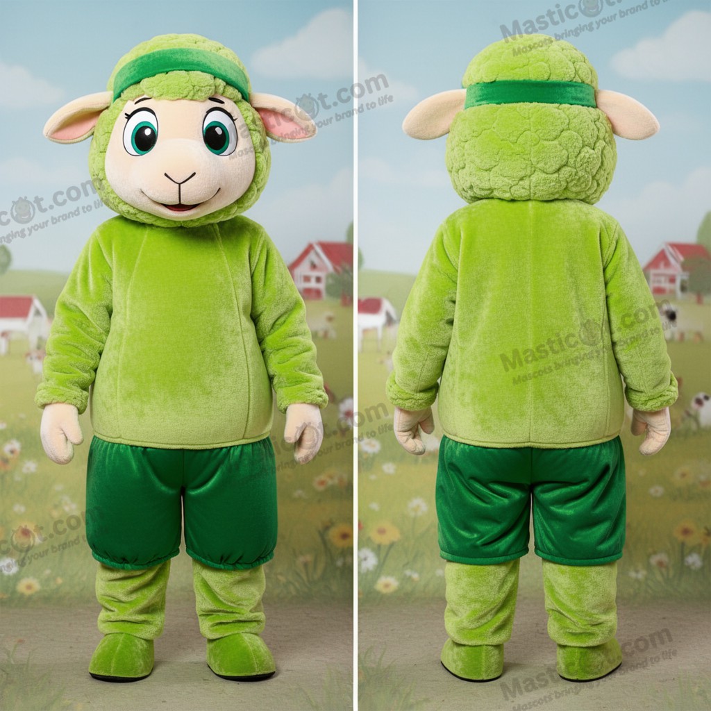 Limegrön Velourfår-Maskot - Får - MASTICOT_17330 - Masticot.com