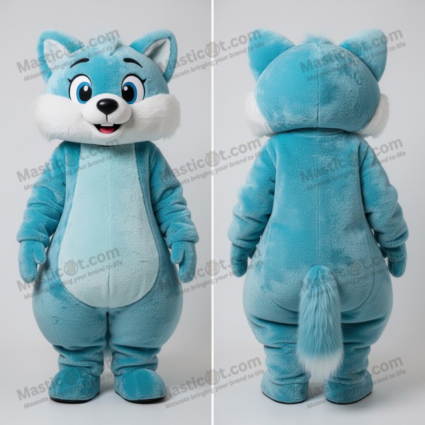 Cyan velvety ermine mascot - Masticot.com