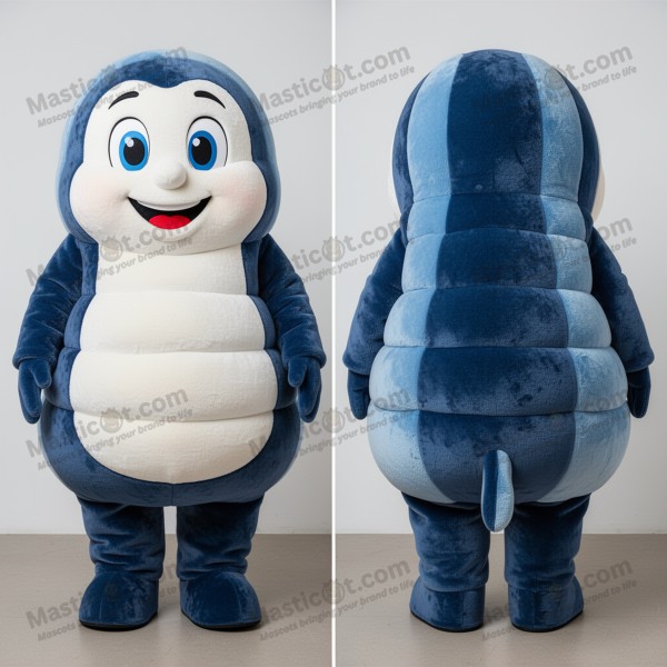 Mascota de ostra en azul marino y blanco perlado -