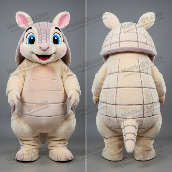 Cream colored playful armadillo mascot - Masticot.com