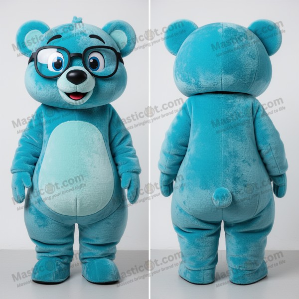 Cyan Cartoon Spectacled Bear Mascot - Masticot.com