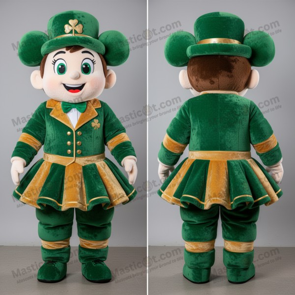Emerald green playful irish dancer mascot - Irish Dancer -