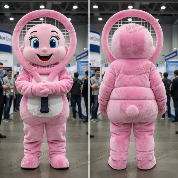 Pink vibrant tennis racket mascot - Masticot.com