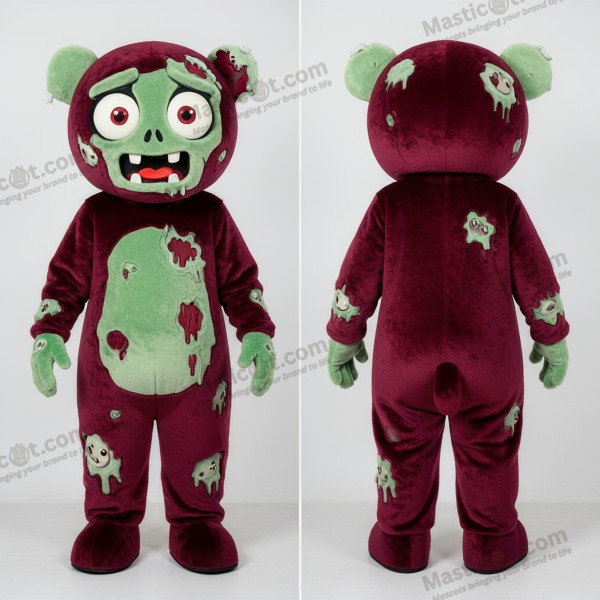 Maroon rounded zombie mascot - Zombie - MASTICOT_17458 - Masticot.com