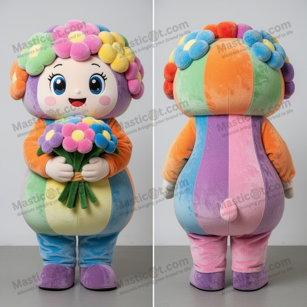 Pastel Pink Velvety Bouquet Of Flowers Mascot - Masticot.com