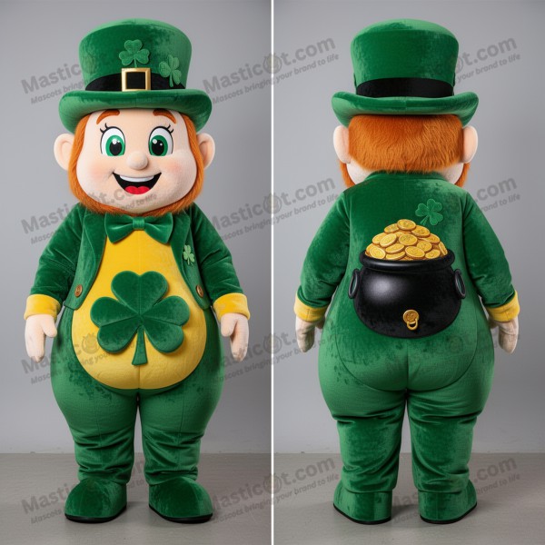 Emerald Green Lucky Leprechaun Rainbow Mascot - Masticot.com