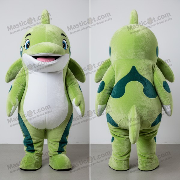 Lime Grønn Smilende Spekkhogger Maskot - Masticot.com
