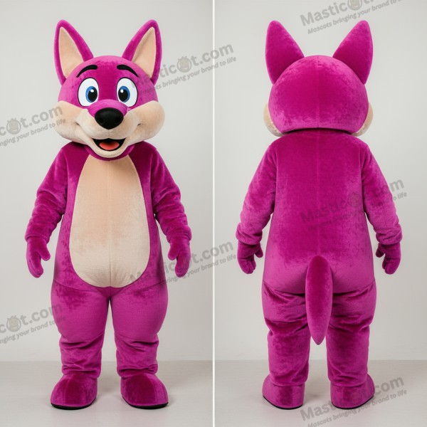 Magenta Cartoon Dingo Mascot - Dingo - MASTICOT_17510 - Masticot.com