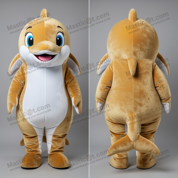 Golden Radiant Cartoon Dolphin Mascot - Masticot.com
