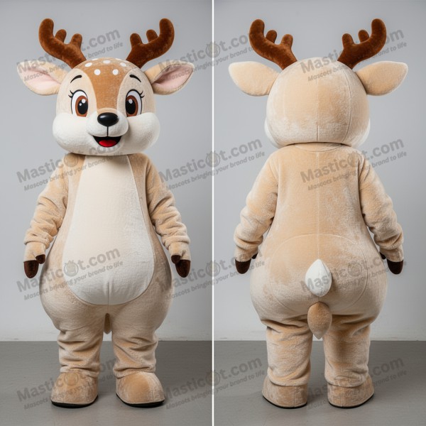 Cream velvety deer mascot - Masticot.com