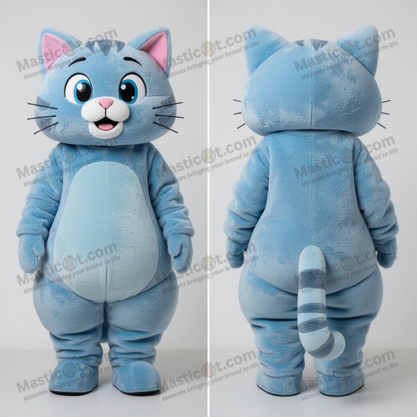 Sky Blue Rounded Cat Mascot - Masticot.com