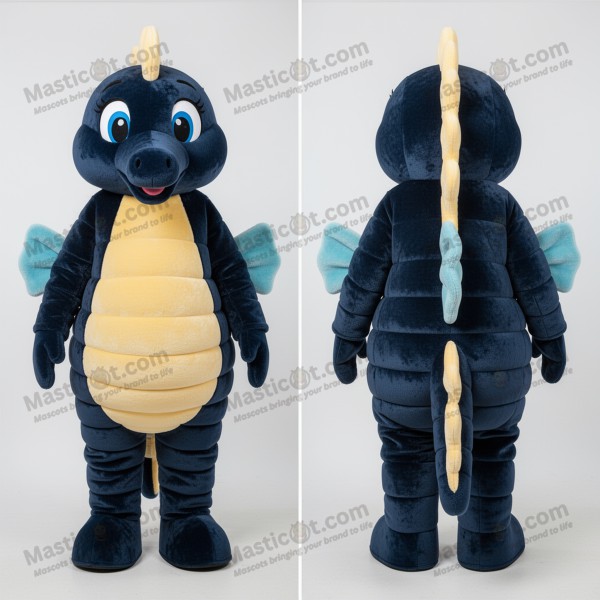 Mascota de Caballito de Mar Redonda Azul Marino -