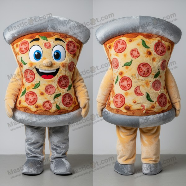 Silver broad shouldered pizza mascot - Masticot.com