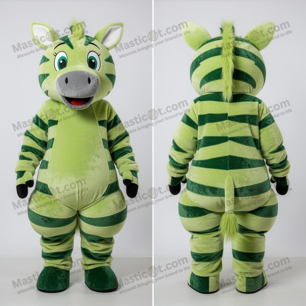 Limegrønn Tegnefilm Zebra Maskot - Masticot.com
