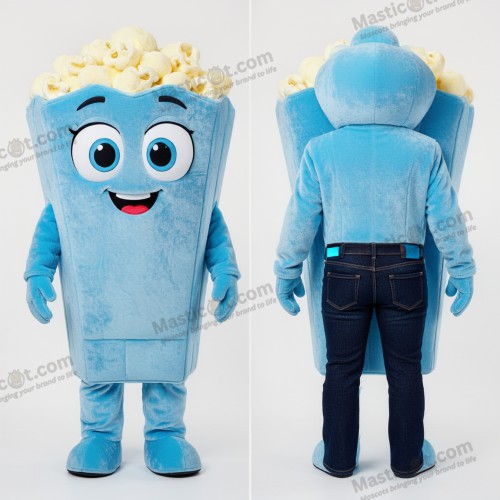 Himmelsblå sammets-popcorn-maskot - Popcorn - MASTICOT_17709 - Masticot.com