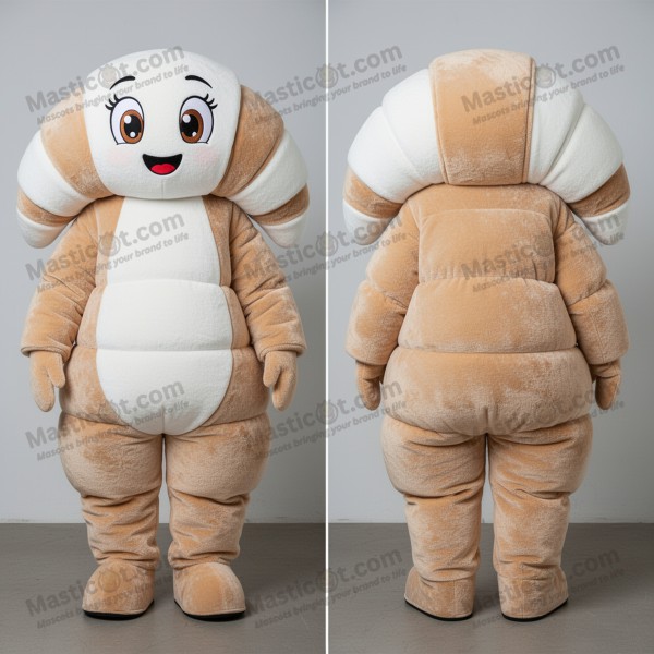 Fluffy ivory croissant mascot - Masticot.com