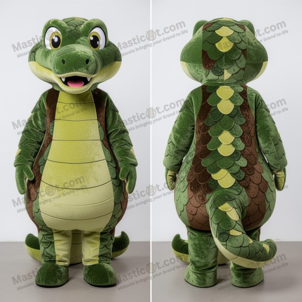 Olive Green Cartoon Anaconda Mascot - Masticot.com