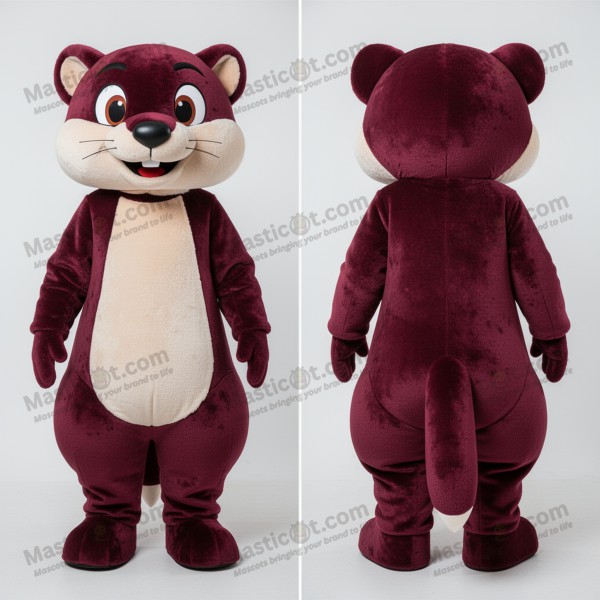 Maroon Velvety Weasel Mascot - Masticot.com