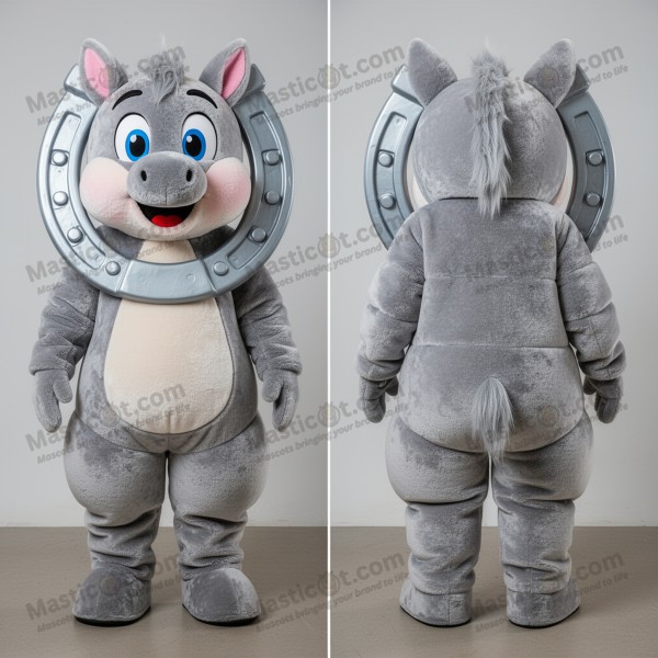Zilveren pluche hoefijzer-mascotte - Masticot.com