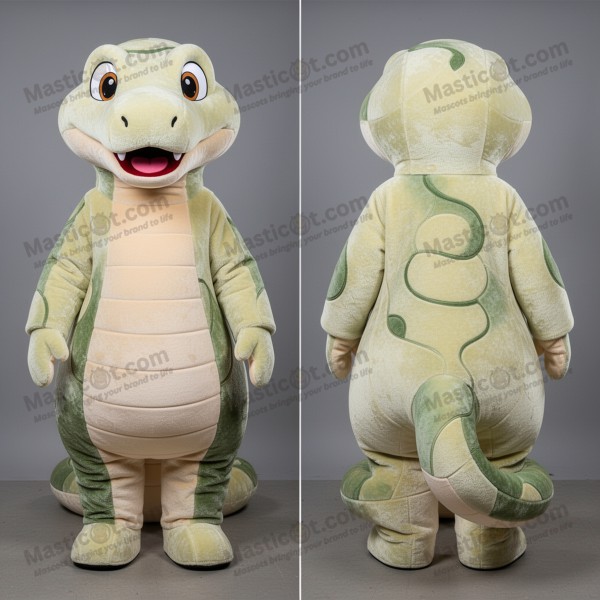 Mascota de titanoboa redondeada color crema - Masticot.com