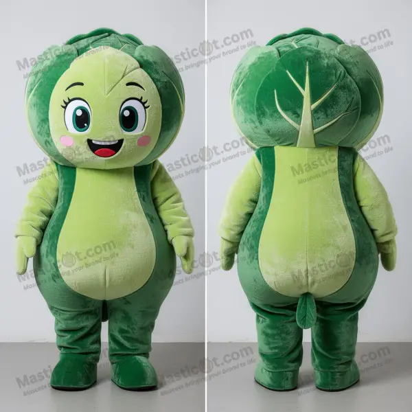 Emerald green rounded cabbage mascot - Cabbage - MASTICOT_1779 - Masticot.com