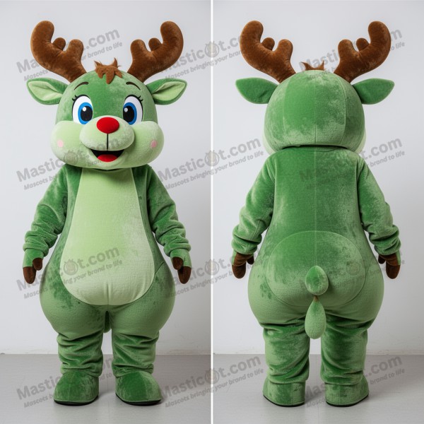 Emerald green broad shouldered reindeer mascot -