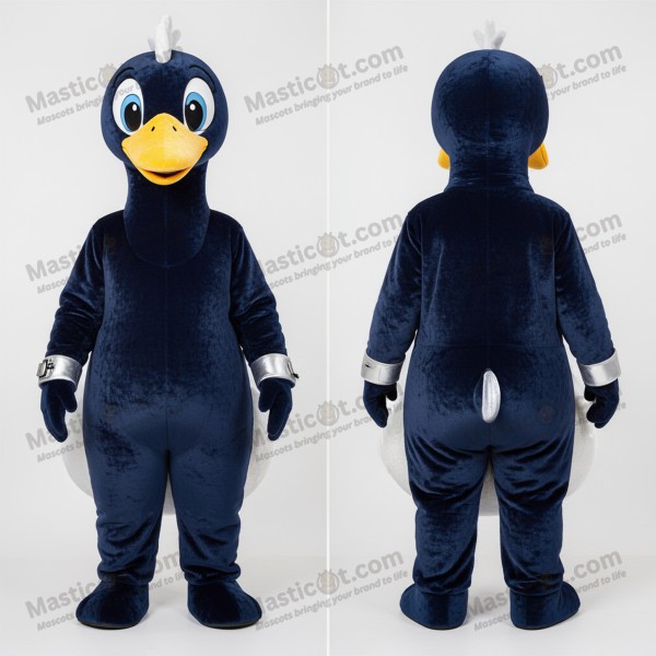 Marineblå fløyelsmyk svane-maskot - Masticot.com