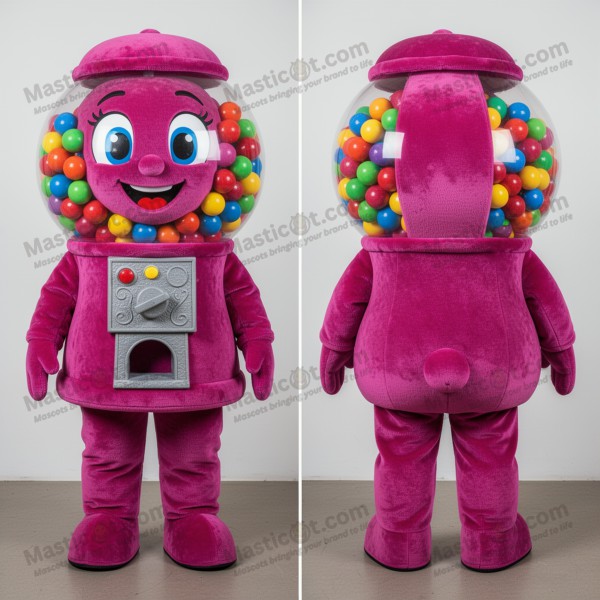 Magenta velvety gumball machine mascot - Masticot.com