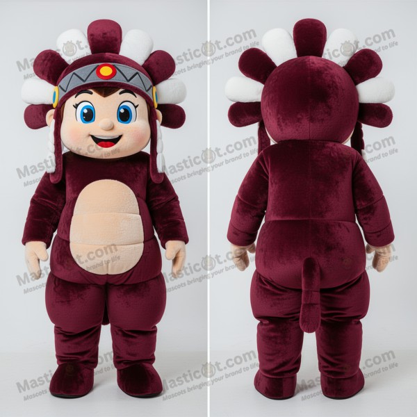 Maroon denim chief mascot - Masticot.com