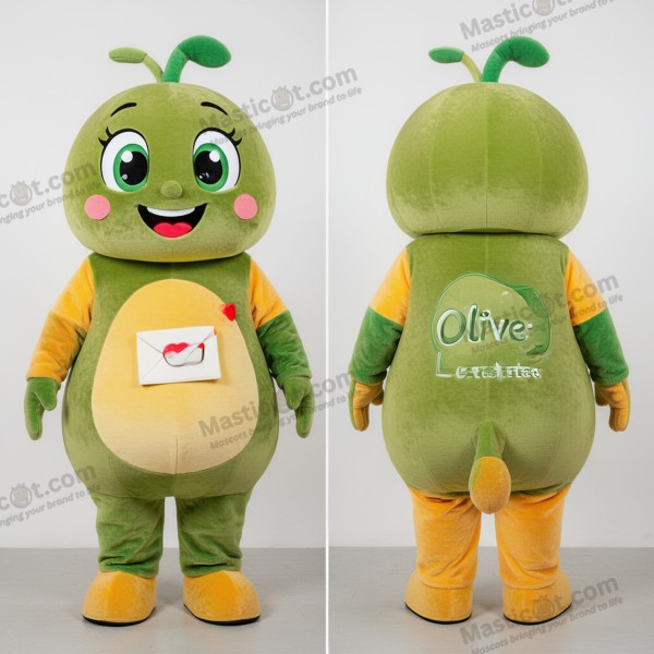 Mascota de carta de amor con corazón verde oliva - Carta de Amor - MASTICOT_18266 - Masticot.com