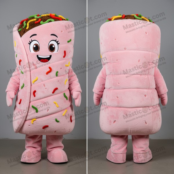 Roze opgerolde enchilada-mascot - Masticot.com