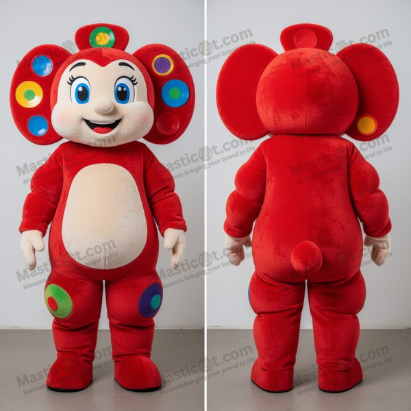 Crimson red spinning plate spinner mascot - Masticot.com