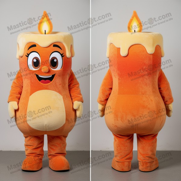 Mascotte bougie parfumée orange rouille aux grands yeux -