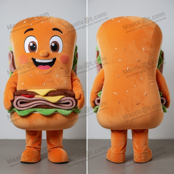 Golden brown delicious pulled pork sandwich mascot -